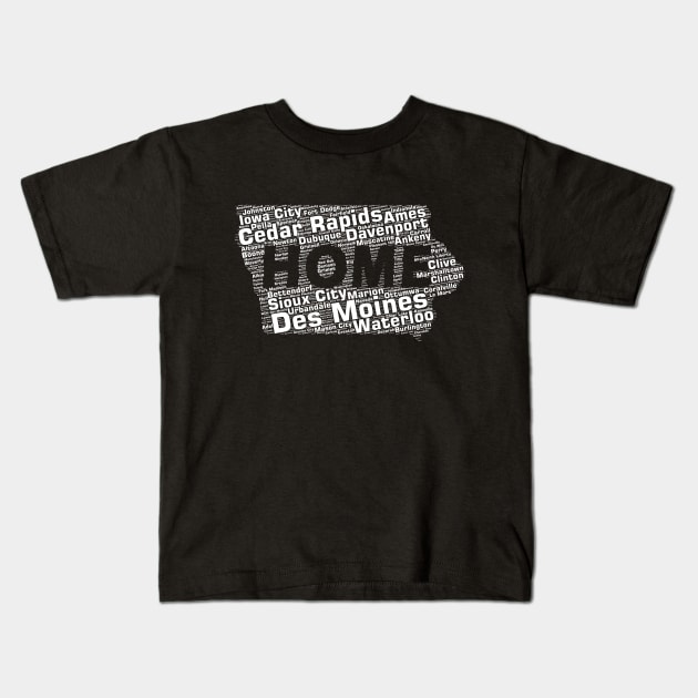 Iowa Cities | IA State Souvenir & Gift Idea Kids T-Shirt by shirtonaut